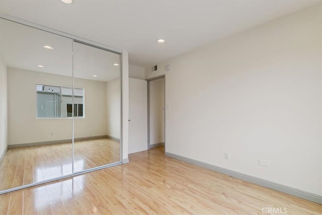 4730 Ben Ave Unit 3, Valley Village, CA 91607 - unfurnished bedroom featuring recessed lighting, wood finished floors, a closet, and baseboards