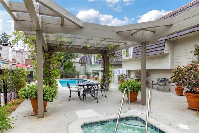 4730 Ben Ave Unit 3, Valley Village, CA 91607 - pool featuring a patio area, a pergola, fence, and a hot tub