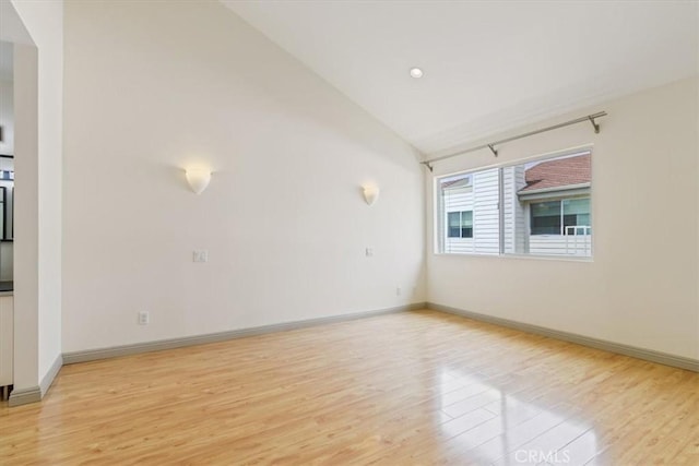 4730 Ben Ave Unit 3, Valley Village, CA 91607 - unfurnished room with baseboards, vaulted ceiling, and wood finished floors