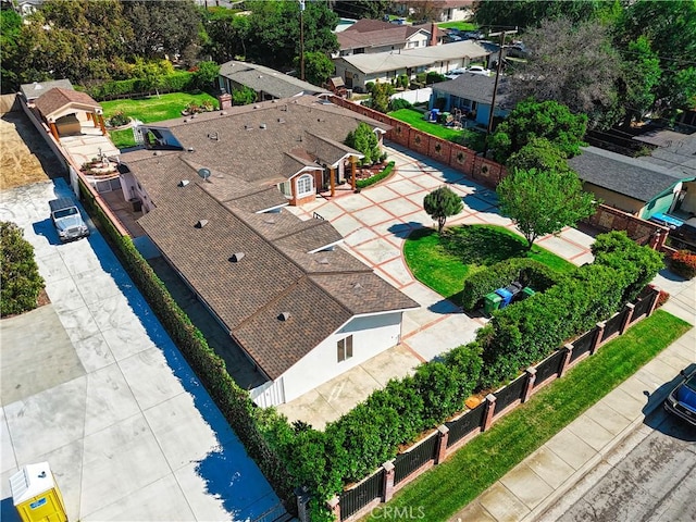 aerial view with a residential view