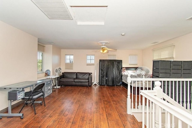15785 Approach Ave, Chino, CA 91708 - interior space with wood-type flooring, ceiling fan, and visible vents