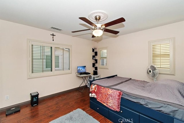 15785 Approach Ave, Chino, CA 91708 - bedroom with dark wood-style flooring and a ceiling fan