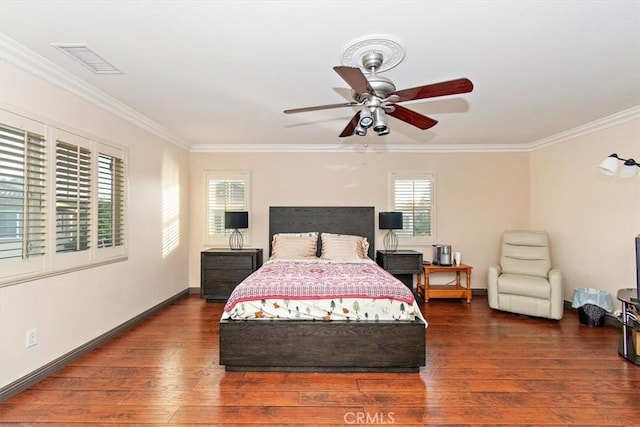 15785 Approach Ave, Chino, CA 91708 - bedroom with hardwood / wood-style floors, visible vents, crown molding, and baseboards