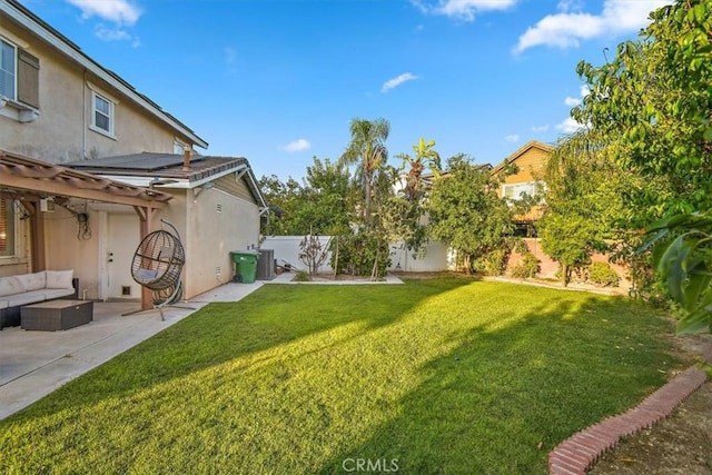 15785 Approach Ave, Chino, CA 91708 - view of yard with a fenced backyard, a pergola, a patio area, and an outdoor hangout area