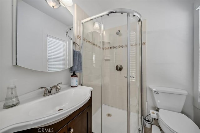 1339 Higuera St, San Luis Obispo, CA 93401 - full bathroom featuring a shower stall, toilet, and vanity