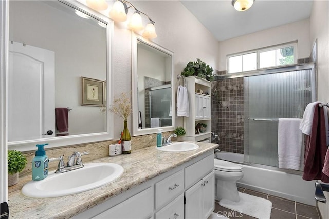 226 Stony Creek Dr, Orland, CA 95963 - bathroom with toilet, double vanity, tile patterned floors, and a sink