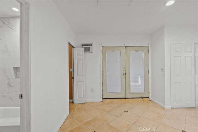 15430 Parthenia St, North Hills, CA 91343 - entrance foyer with light tile patterned floors, baseboards, french doors, and recessed lighting