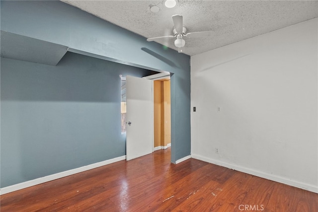15430 Parthenia St, North Hills, CA 91343 - unfurnished room featuring baseboards, a ceiling fan, wood finished floors, and a textured ceiling