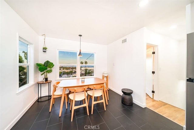 dining room with visible vents and baseboards