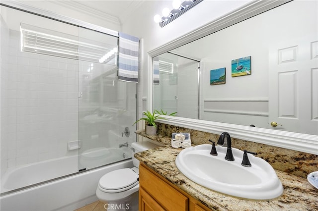 20904 Parkside, Lake Forest, CA 92630 - full bath featuring crown molding, toilet, combined bath / shower with glass door, and vanity