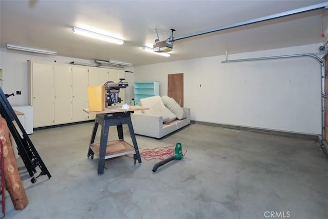 garage with a garage door opener