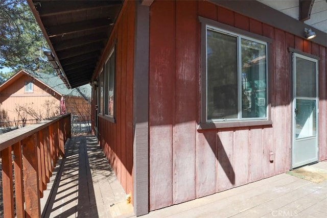 view of side of home featuring board and batten siding