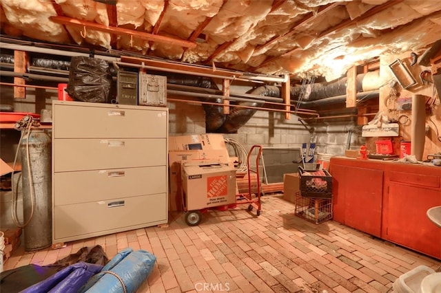 view of unfinished basement