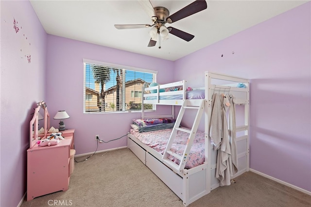 5332 Trailhawk Ave, Fontana, CA 92336 - bedroom featuring baseboards, a ceiling fan, and light colored carpet