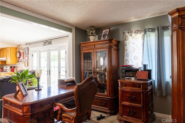 1709 S Helen Ave, Ontario, CA 91762 - home office featuring a textured ceiling and french doors