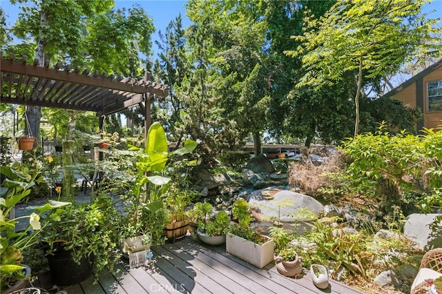 14133 Bayside Dr, Norwalk, CA 90650 - wooden terrace with a pergola