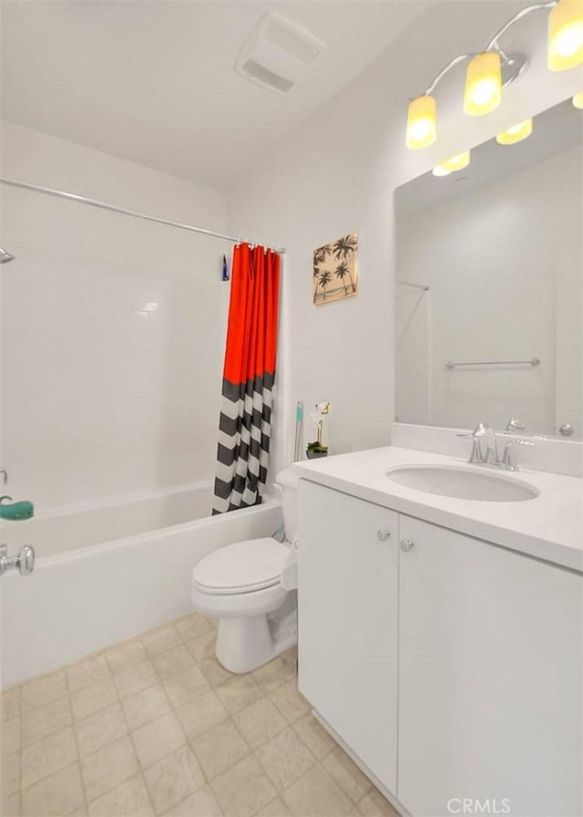 803 N Dalton Ave, Azusa, CA 91702 - bathroom with shower / tub combo with curtain, visible vents, toilet, and vanity