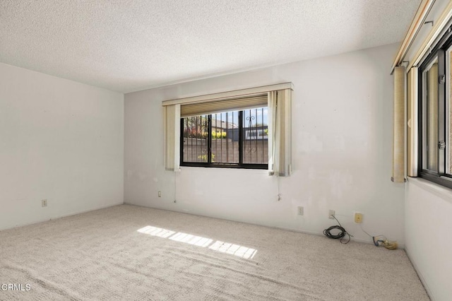empty room with carpet floors and a textured ceiling