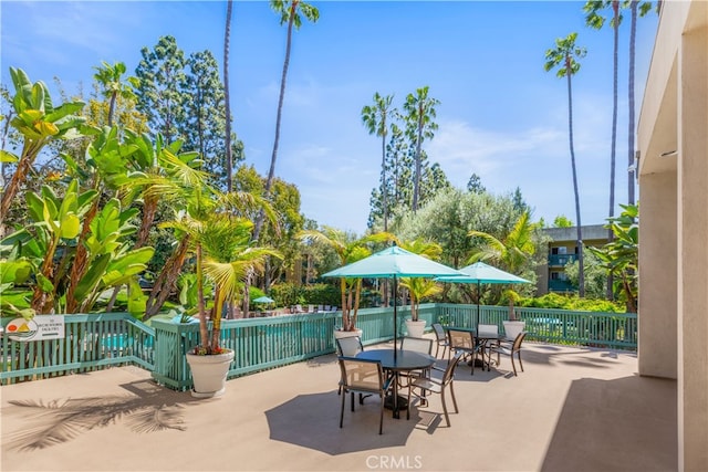 view of patio / terrace with fence and outdoor dining space