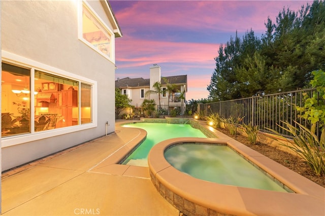 17265 Blue Spruce Ln, Yorba Linda, CA 92886 - view of swimming pool with fence, a patio, and a pool with connected hot tub