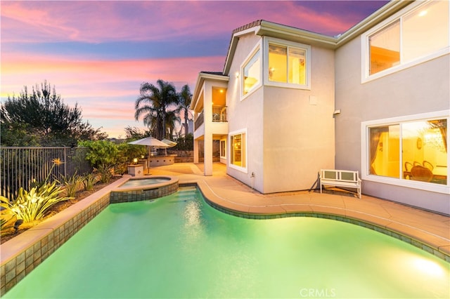 17265 Blue Spruce Ln, Yorba Linda, CA 92886 - view of swimming pool with a patio, fence, and a pool with connected hot tub