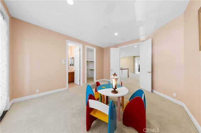 17265 Blue Spruce Ln, Yorba Linda, CA 92886 - playroom featuring light carpet, recessed lighting, and baseboards