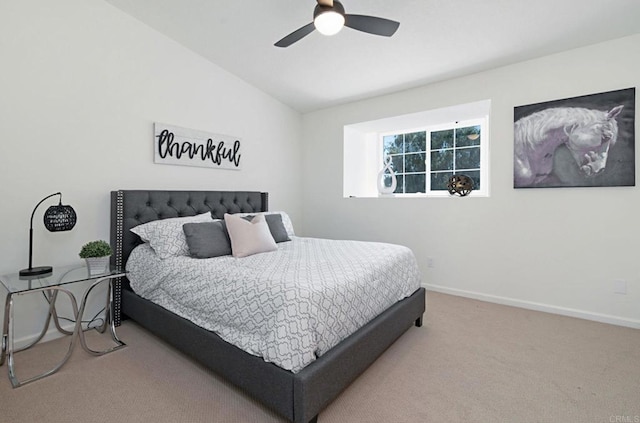 3906 Caminito Del Mar Surf, San Diego, CA 92130 - bedroom featuring carpet flooring, lofted ceiling, and a ceiling fan
