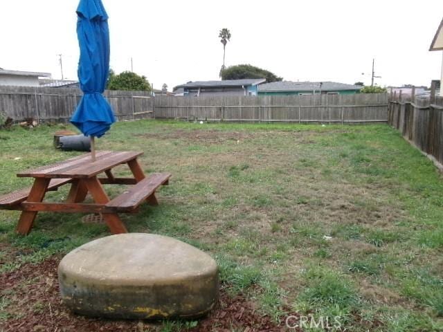 view of yard featuring a fenced backyard