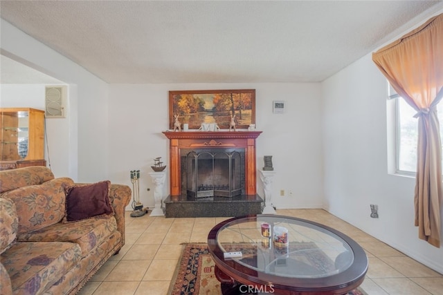 5111 W W Ave M2, Lancaster, CA 93536 - living room with light tile patterned floors and a fireplace with raised hearth