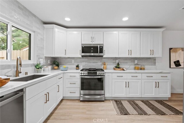 kitchen featuring light countertops, a sink, and appliances with stainless steel finishes