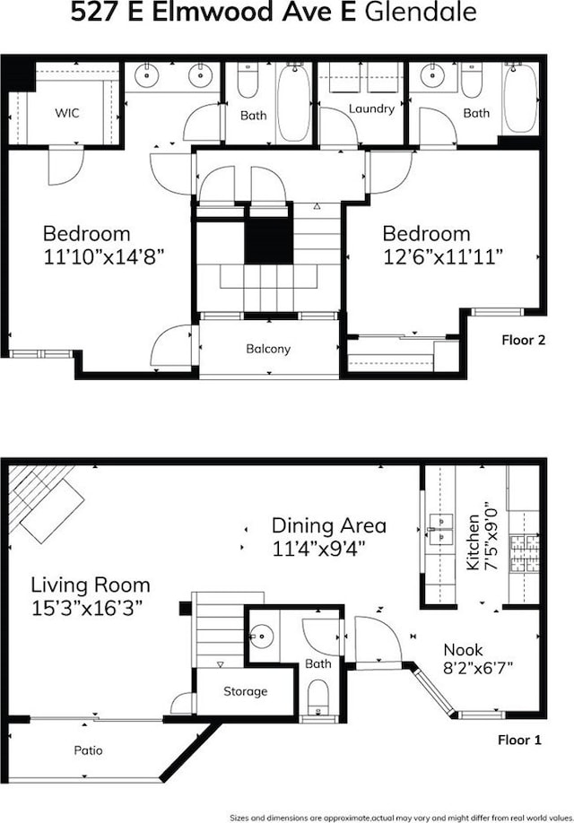 527 E Elmwood Ave Unit E, Burbank, CA 91501 - floor plan