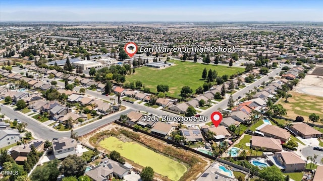 bird's eye view with a residential view