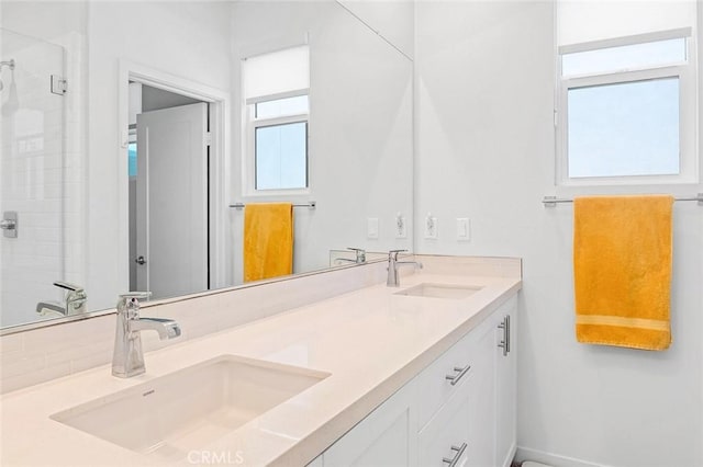 208 Novel, Irvine, CA 92618 - full bath featuring double vanity and a stall shower