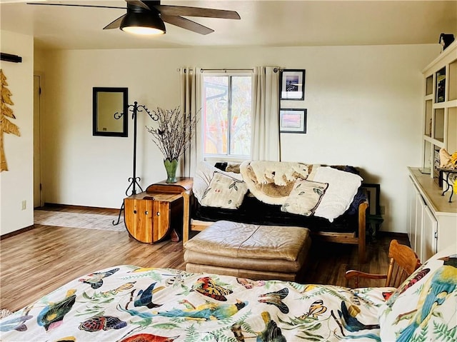 921 Piru Way, Frazier Park, CA 93225 - living room with baseboards, a ceiling fan, and wood finished floors