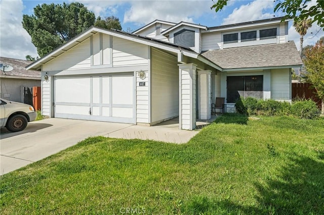 447 Westminister Dr, San Jacinto, CA 92583 - view of front of house featuring driveway, a garage, and roof with shingles
