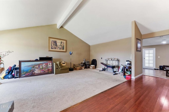 1421 E Abbottson St, Carson, CA 90746 - workout area with wood finished floors, lofted ceiling, and baseboards