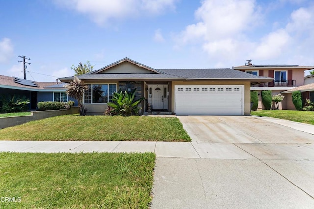 1421 E Abbottson St, Carson, CA 90746 - ranch-style home with an attached garage, stucco siding, a front lawn, and concrete driveway