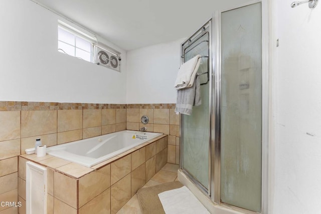 1421 E Abbottson St, Carson, CA 90746 - bathroom featuring a shower stall, a garden tub, and tile patterned flooring