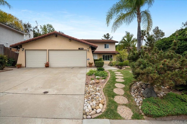 1943 Belmore Ct, El Cajon, CA 92020 - view of front of property with a garage, stucco siding, a tile roof, and concrete driveway