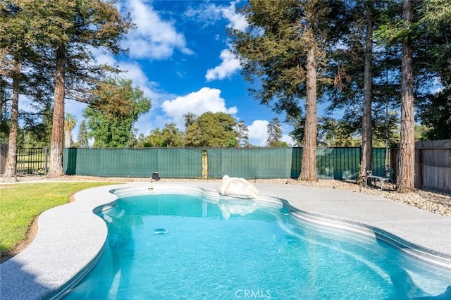 view of swimming pool with a fenced backyard and a fenced in pool