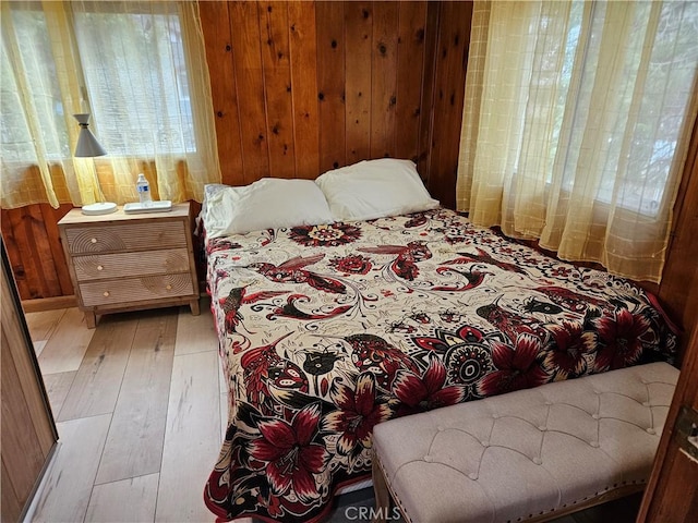 32868 Deer Ln, Running Springs, CA 92382 - bedroom featuring wood-type flooring and wooden walls