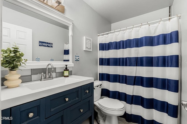 232 Prospect St, Oak View, CA 93022 - bathroom with toilet, vanity, and a shower with curtain
