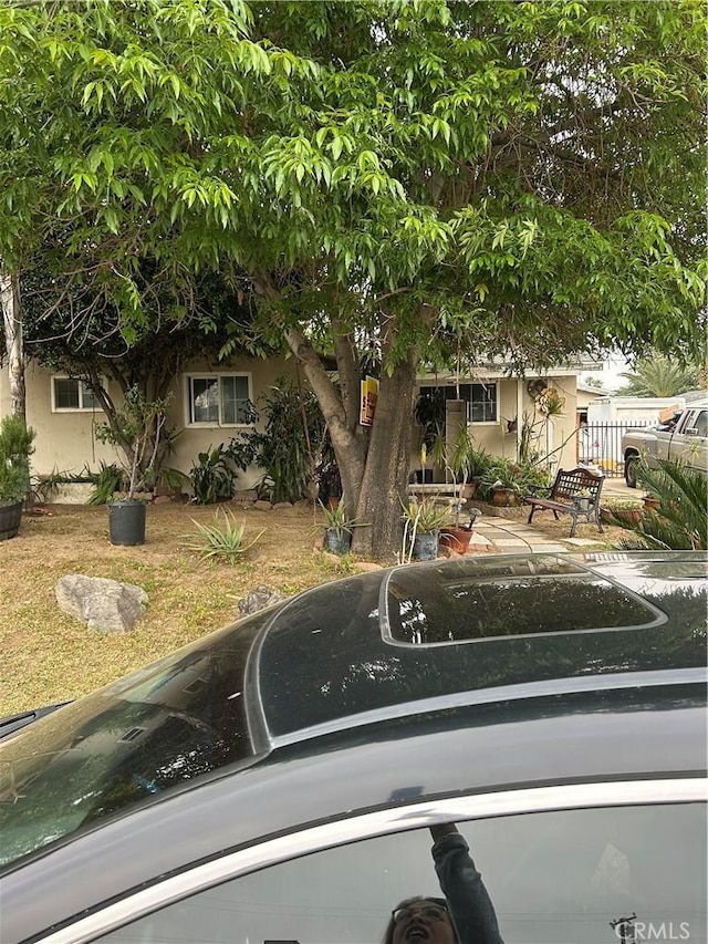 1017 N Alice Ave, Rialto, CA 92376 - view of property hidden behind natural elements with fence and stucco siding