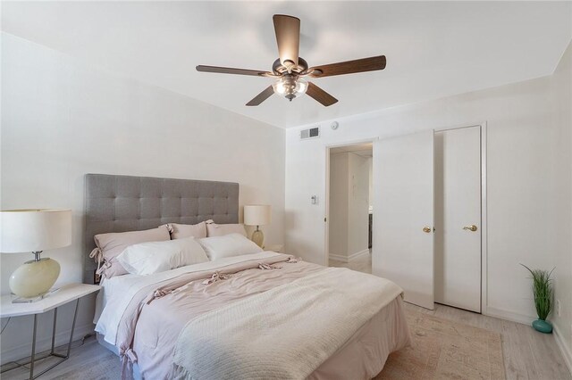 740 N Kings Rd Unit 225, West Hollywood, CA 90069 - bedroom featuring light wood finished floors and a ceiling fan