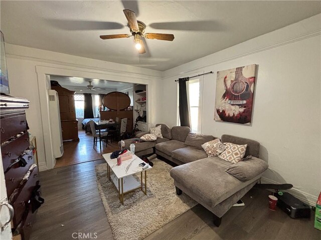 3852 4th St, Riverside, CA 92501 - living area with wood finished floors and ceiling fan