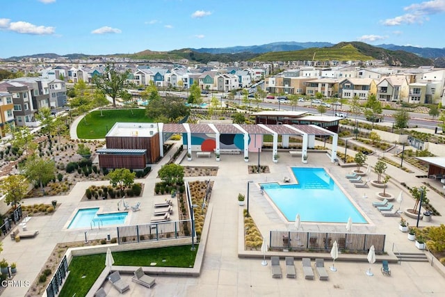 26945 Nature View Pl, Valencia, CA 91381 - aerial view of residential area featuring a pool and a mountain backdrop