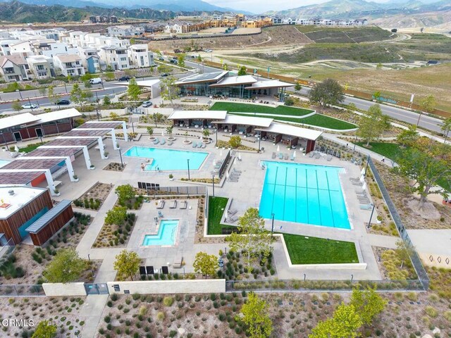26945 Nature View Pl, Valencia, CA 91381 - aerial view of a pool area and a mountain backdrop