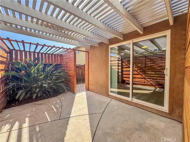 view of patio featuring a pergola