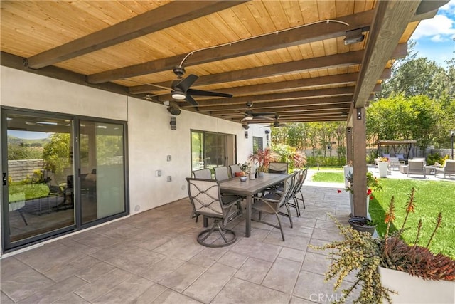 26011 Redbluff Dr, Calabasas, CA 91302 - view of patio / terrace with ceiling fan and outdoor dining area