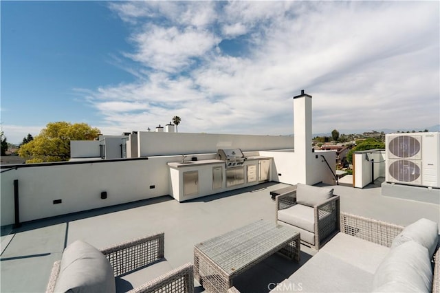2219 W Starview Ln, Los Angeles, CA 90026 - view of patio with exterior kitchen, outdoor lounge area, and grilling area